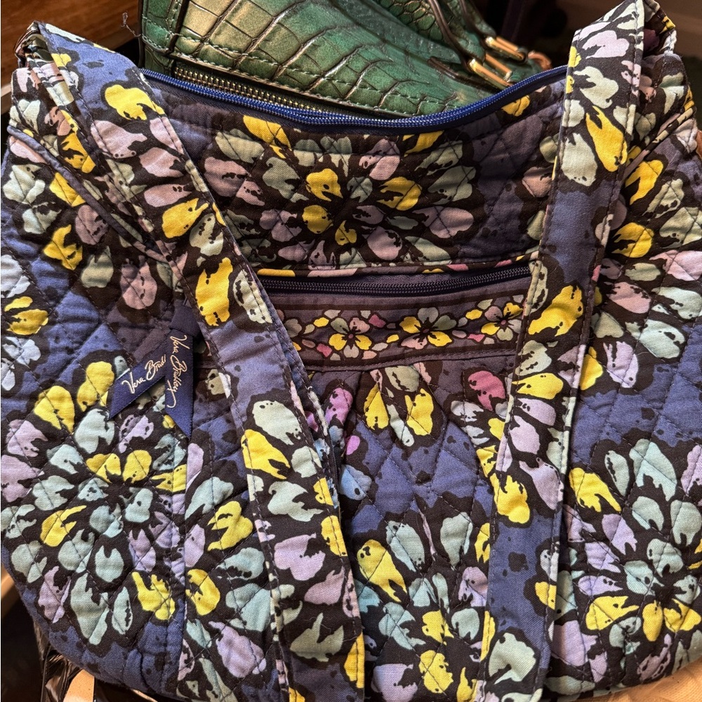 Vera Bradley Indigo Pop Messenger Crossbody Bag - Blue and Yellow